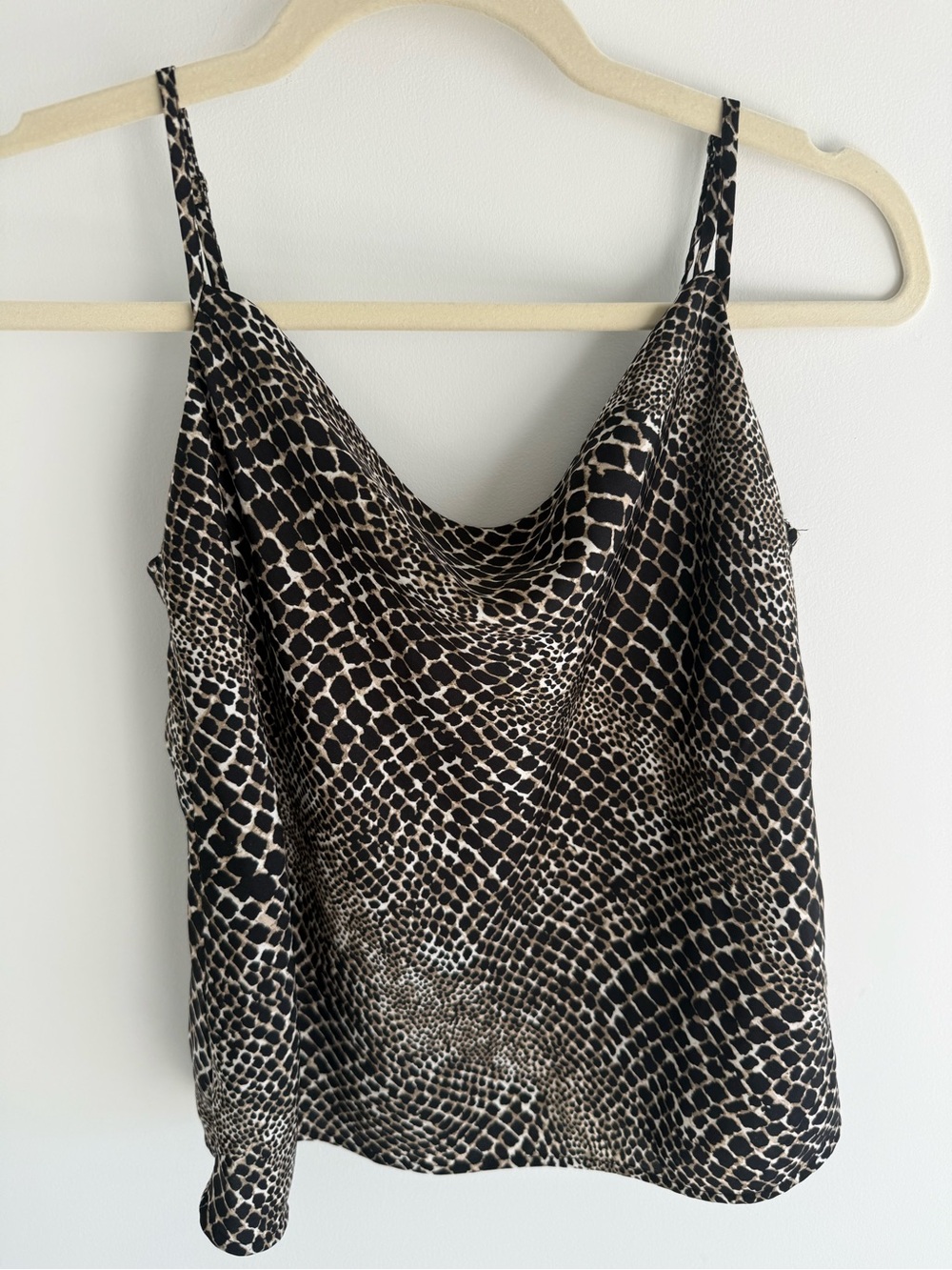 Banana Republic Animal Print Cowl Neck Spaghetti Strap Top - Black/Tan